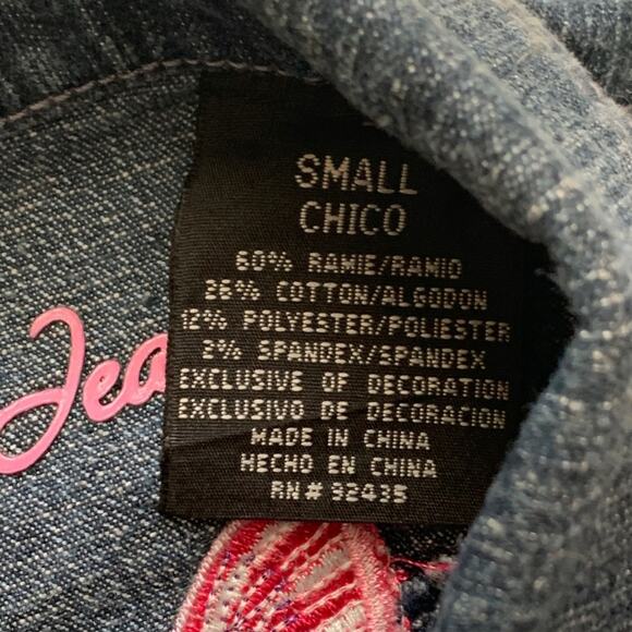 Arizona Jean Co Jean Jacket Girls Butterfly Embroidered Jean Jacket Small NEW - Picture 3 of 13